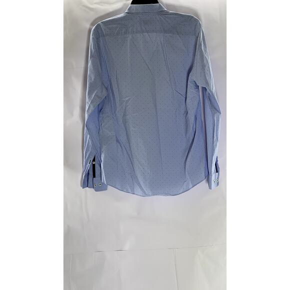 MARCS Men's Light Blue Micro Dot Regular Fit Button-Up Long Sleeve Shirt SZ M - Picture 2 of 10